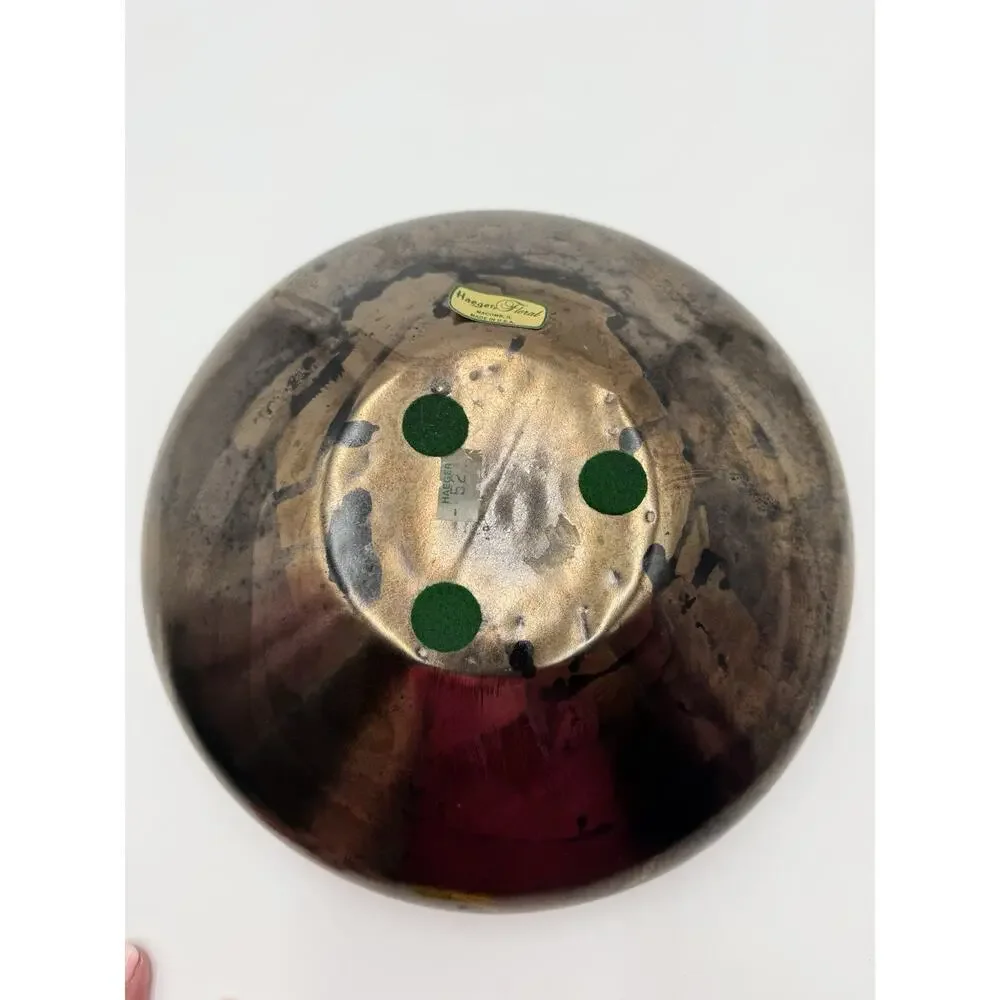 Vintage Haegar Metallic Glaze Vase MCM Bronze Gold Crackle Futuristic Ikibana